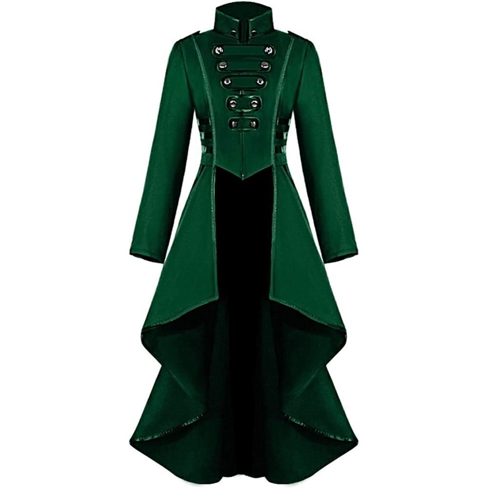 STEAMPUNK Victorian Swallow Tail Long Trench Coat Jacket Green Cosplay Punk NWT